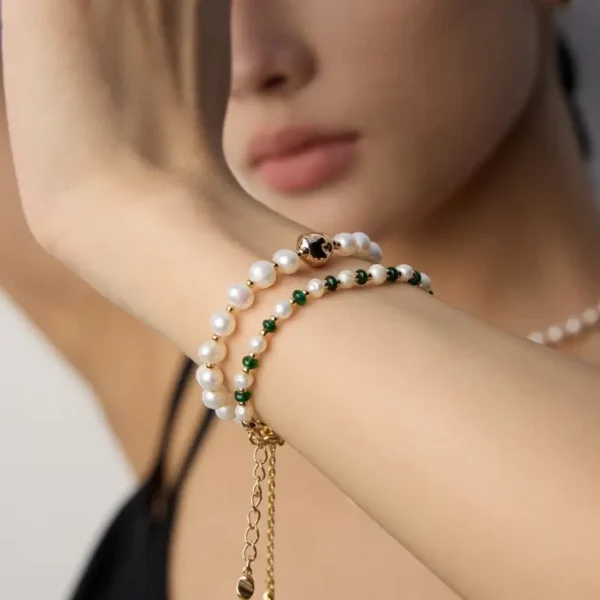 Silver Simple Natural Pearl Bracelet - Image 4