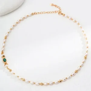 Simple Natural Pearl Malachite Necklace