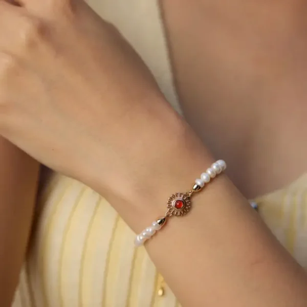 Natural Pearl Black Onyx Bracelet - Image 3