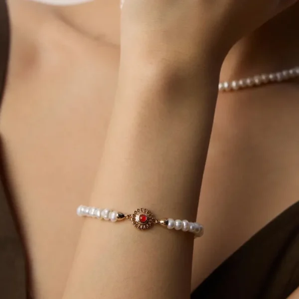 Natural Pearl Black Onyx Bracelet - Image 5