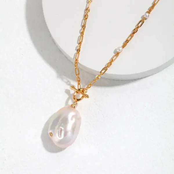 Sterling Silver Baroque Pearl Long Necklace