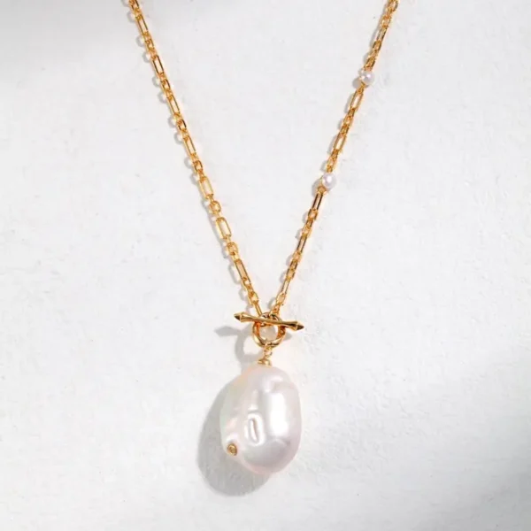 Sterling Silver Baroque Pearl Long Necklace - Image 2