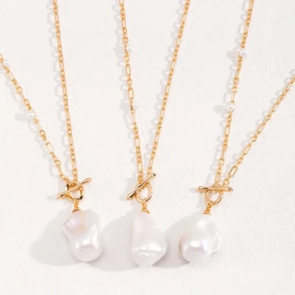 Sterling Silver Baroque Pearl Long Necklace - Image 3