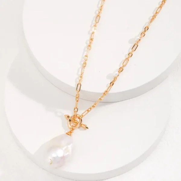 Sterling Silver Baroque Pearl Long Necklace - Image 4