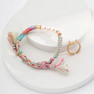 Chinese-Style Pearl & Hemp Bracelet 03