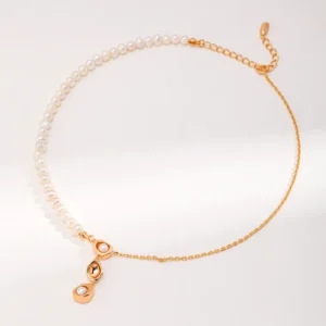 French Layering Sterling Silver Pearl Necklace 01