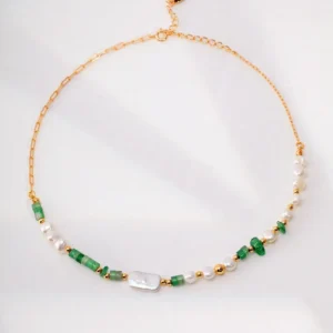 Gemstone Layered Pearl Necklace|Enchanted Forest Whispers