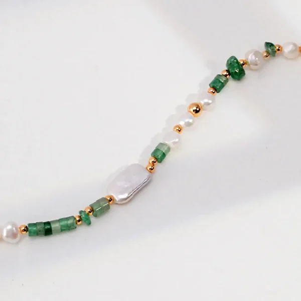 Gemstone Layered Pearl Necklace 03