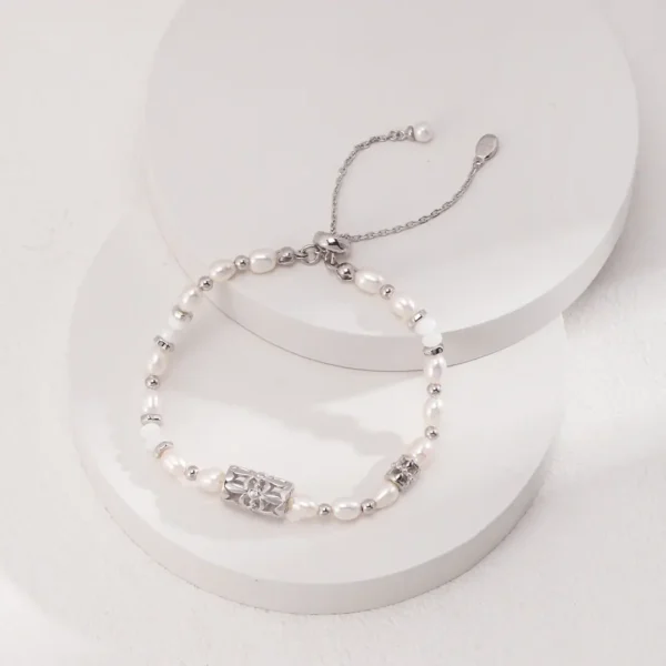 Gemstone Sterling Silver Pearl Bracelet 02