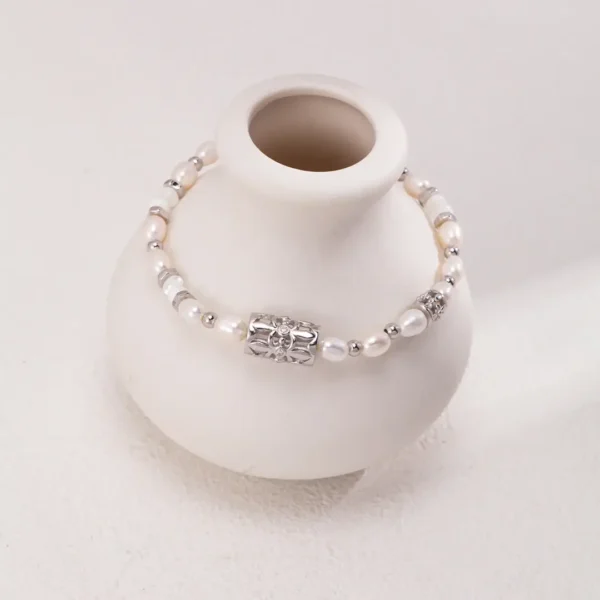 Gemstone Sterling Silver Pearl Bracelet 04