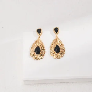 Gothic Royal Black Zircon Drop Earrings 01