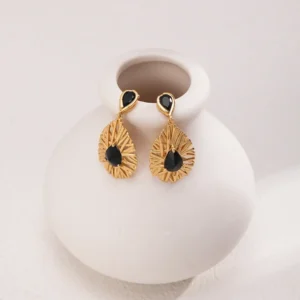 Gothic Royal Black Zircon Drop Earrings 02
