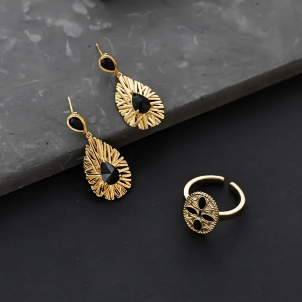 Gothic Royal Black Zircon Drop Earrings 04