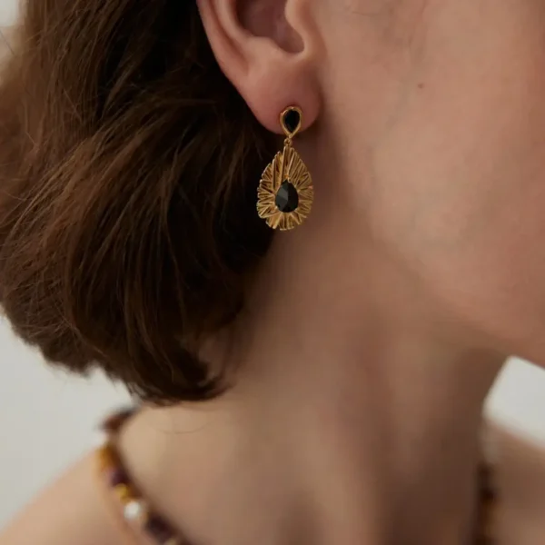 Gothic Royal Black Zircon Drop Earrings 05