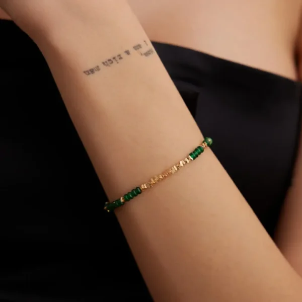 Green Gemstone & Sterling Silver Bracelet 04
