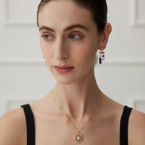 Lapis Lazuli Pearl Earrings Drops 03