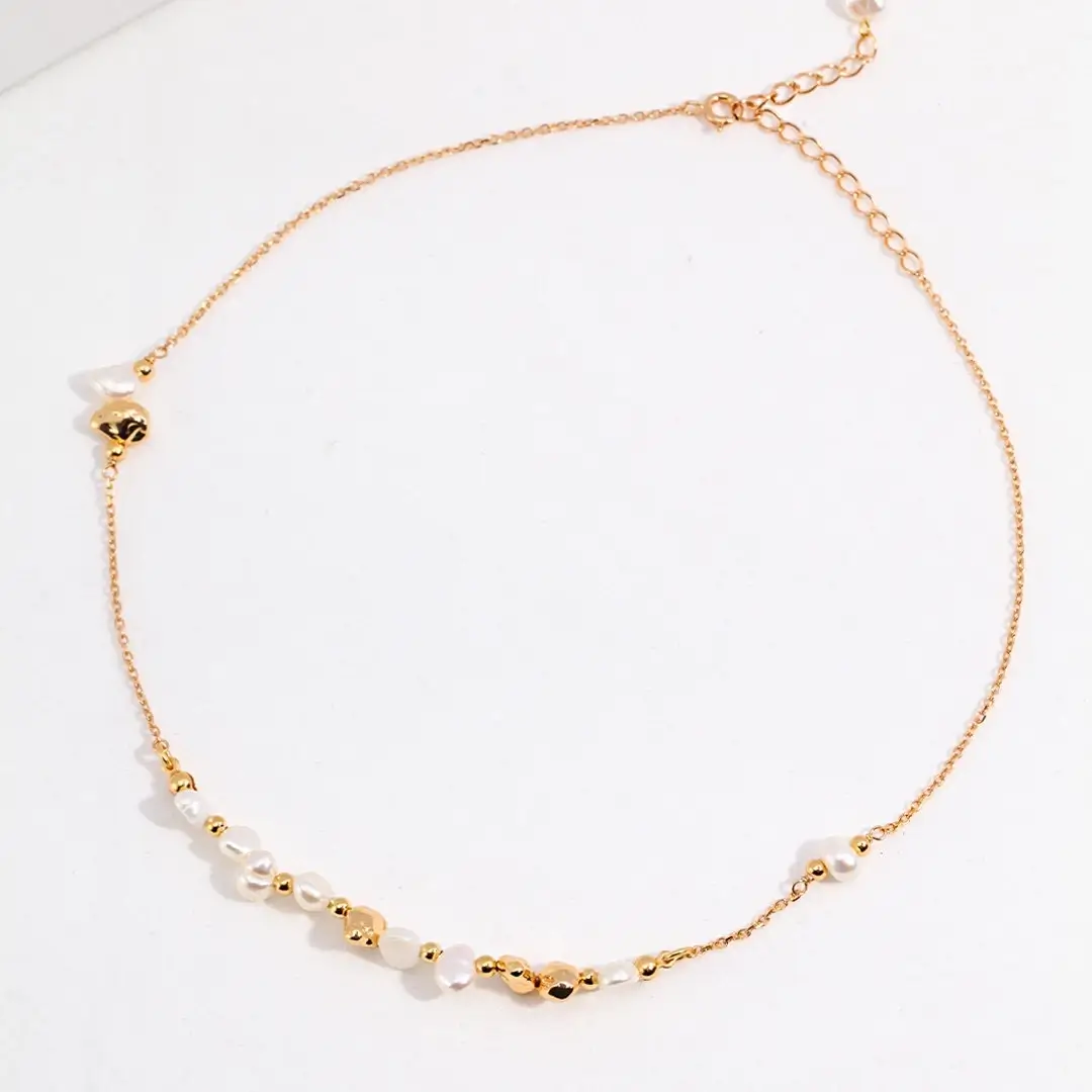 Minimalist Serenity Sterling Silver Pearl Necklace 01