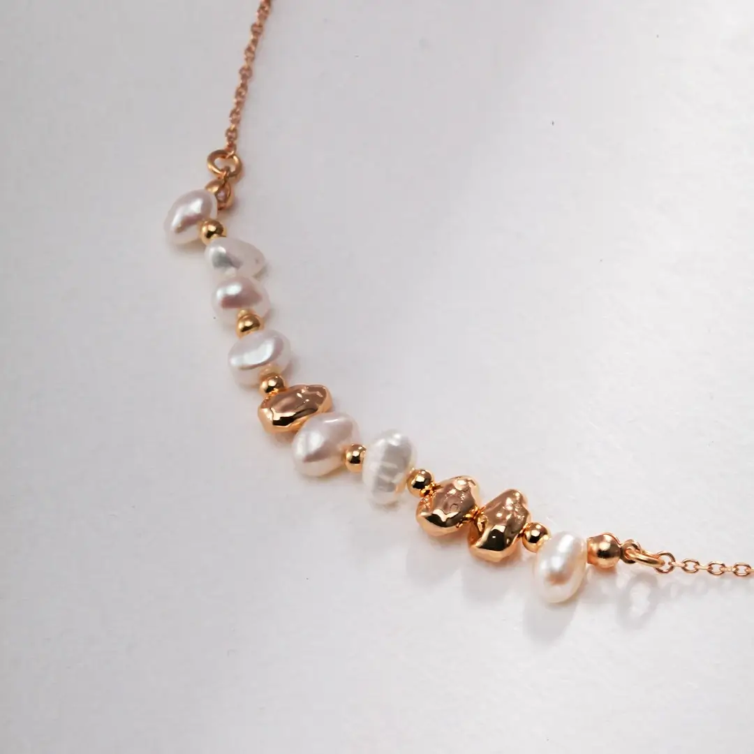 Minimalist Serenity Sterling Silver Pearl Necklace 02