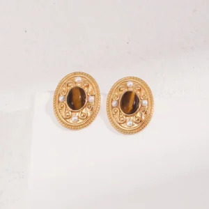 Royal Baroque Whispers Tiger‘s Eye Pearl Earrings 01