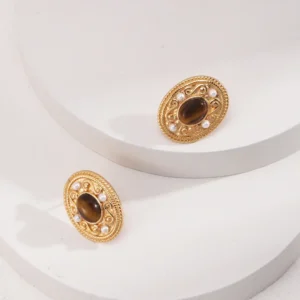 Royal Baroque Whispers Tiger‘s Eye Pearl Earrings 02