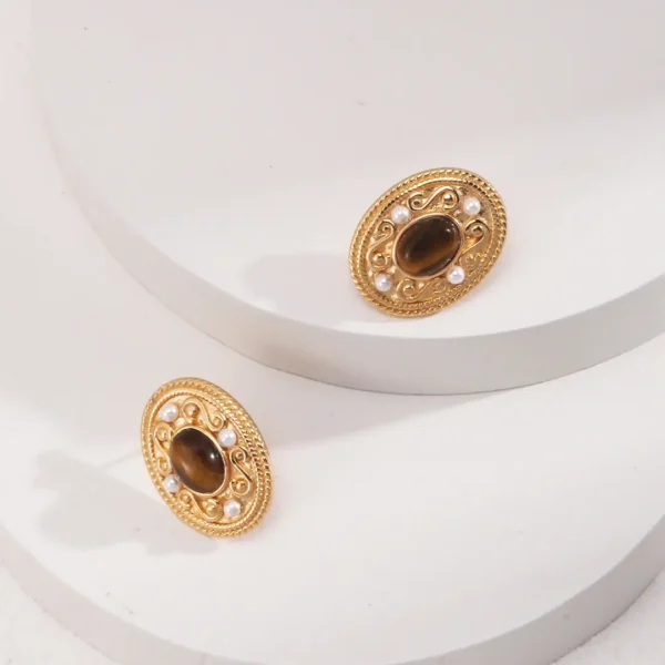 Royal Baroque Whispers Tiger‘s Eye Pearl Earrings 02