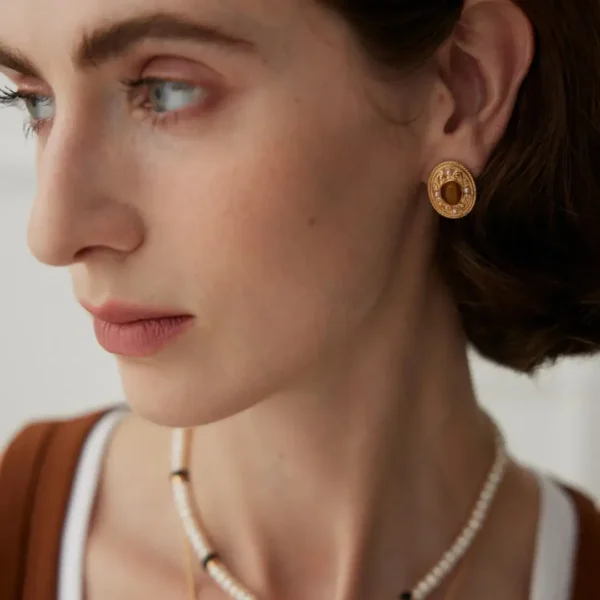 Royal Baroque Whispers Tiger‘s Eye Pearl Earrings 03