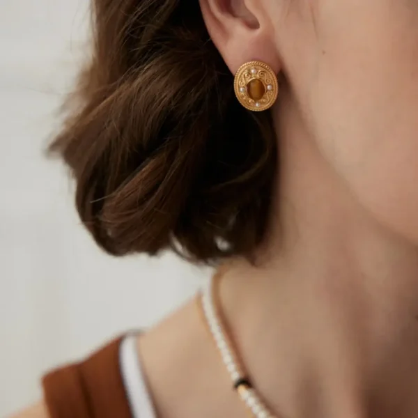 Royal Baroque Whispers Tiger‘s Eye Pearl Earrings 04