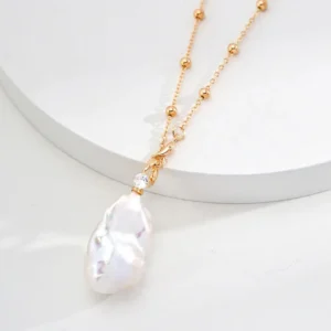 S925 Silver Natural Pearl & Zircon Necklace 01