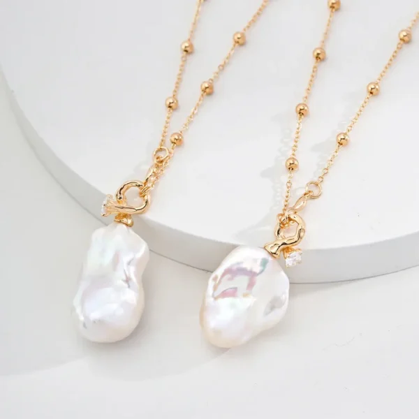 S925 Silver Natural Pearl & Zircon Necklace 02