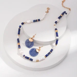 Sterling Silver Lapis Lazuli & Pearl Necklace 02