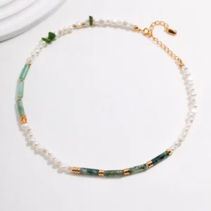 Sterling Silver Multi-Gem Pearl Necklace 01