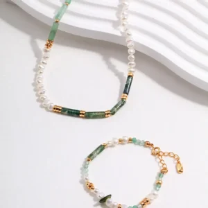 Sterling Silver Multi-Gem Pearl Necklace 02