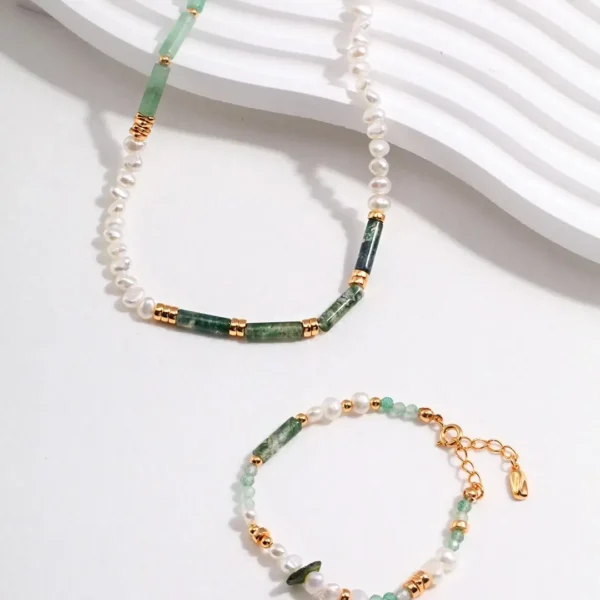Sterling Silver Multi-Gem Pearl Necklace 02