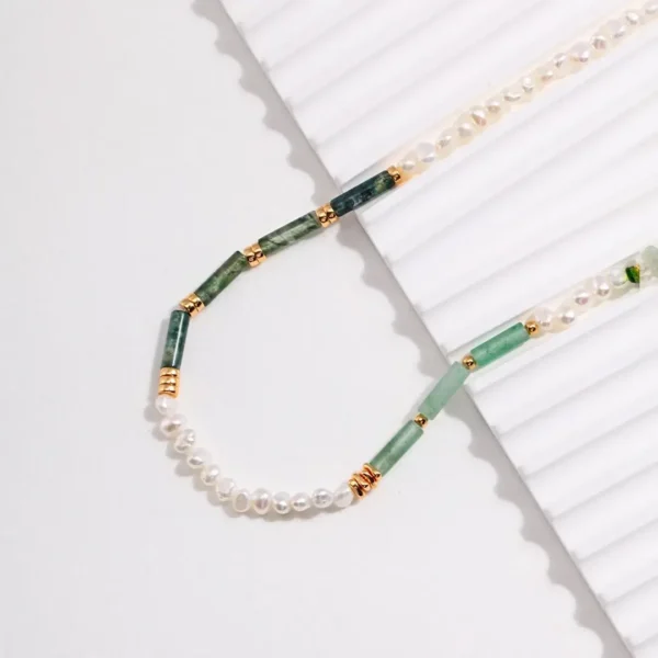 Sterling Silver Multi-Gem Pearl Necklace 03