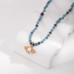 Sterling Silver Pearl & Gemstone Necklace 02