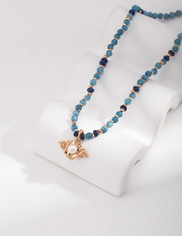 Sterling Silver Pearl & Gemstone Necklace 02