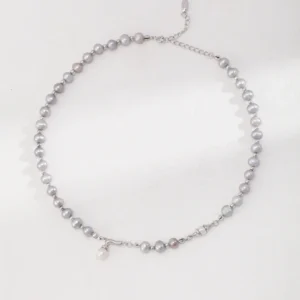 Sterling Silver Two-Tone Pearl Necklace 01