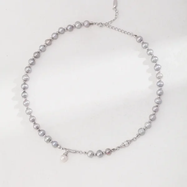 Sterling Silver Two-Tone Pearl Necklace 01