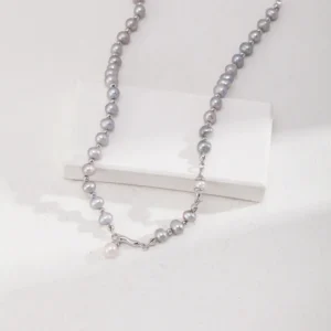 Sterling Silver Two-Tone Pearl Necklace 02
