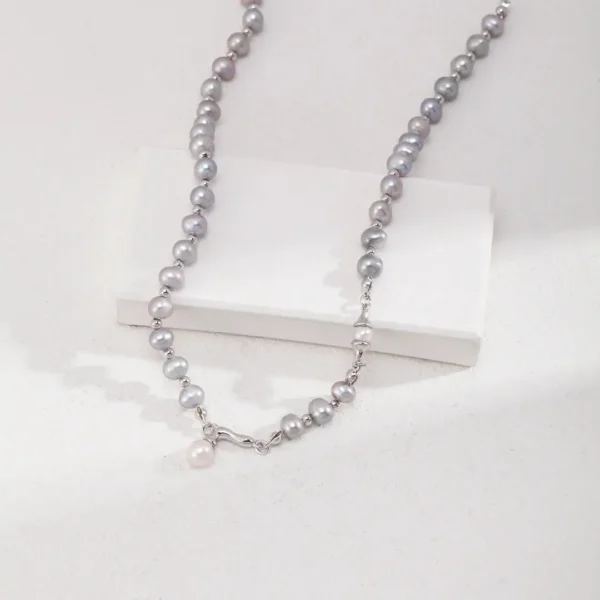 Sterling Silver Two-Tone Pearl Necklace 02