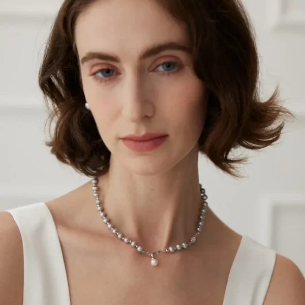 Sterling Silver Two-Tone Pearl Necklace 04