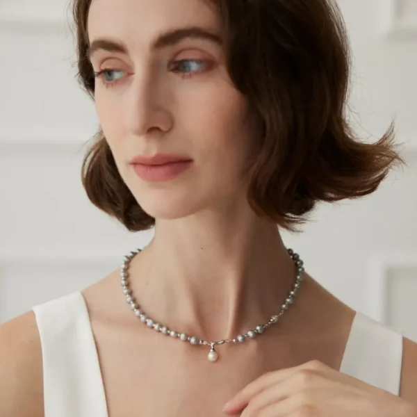 Sterling Silver Two-Tone Pearl Necklace 05