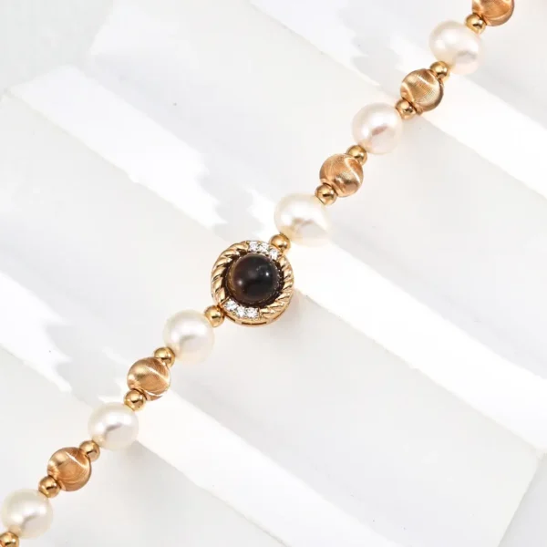 Tiger‘s Eye Zircon Natural Pearl Necklace 03
