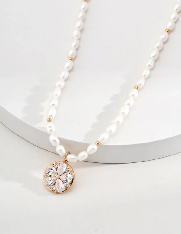 Zirconia Pearl Necklace in Sterling Silver-02