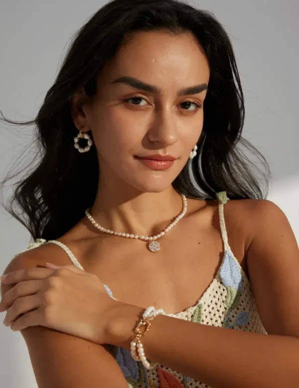 Zirconia Pearl Necklace in Sterling Silver-03