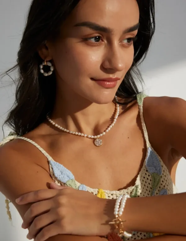 Zirconia Pearl Necklace in Sterling Silver-04