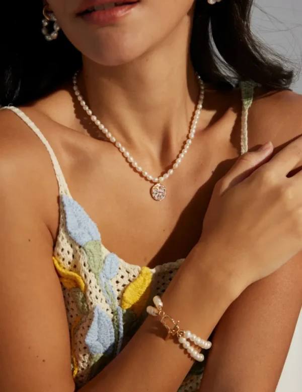 Zirconia Pearl Necklace in Sterling Silver-05